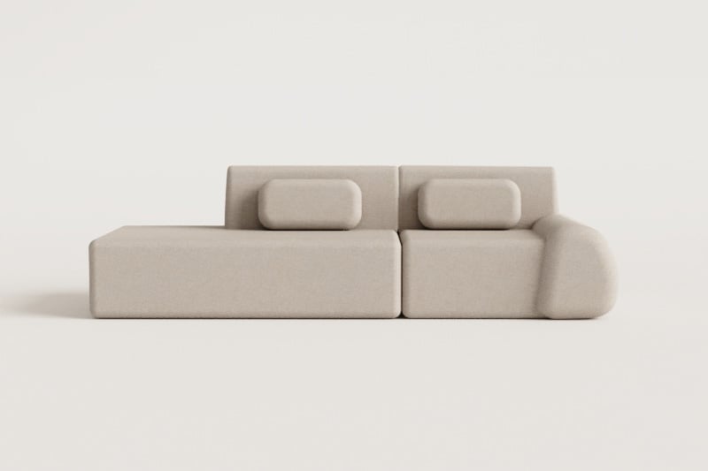 Canapé d'angle modulaire 2 pièces avec méridienne gauche en chenille emballé sous vide Merida