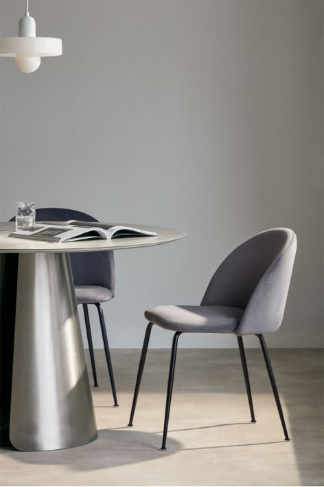 Chaise de salle à manger en velours Kana Design - Gris