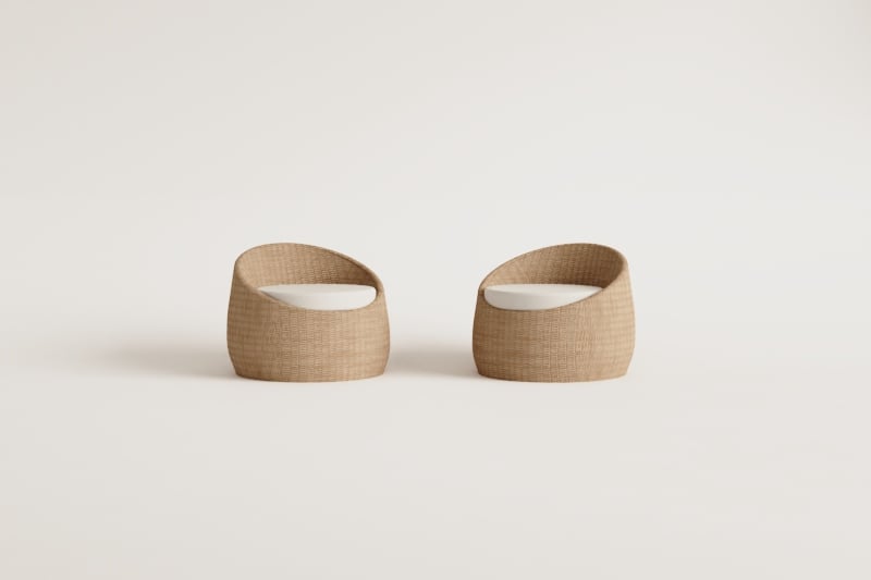 Lot de 2 fauteuils de jardin en rotin Clarnyx