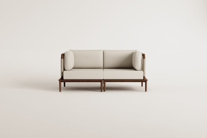 Canapé modulaire 2 pièces avec 2 fauteuils d'angle en acacia Giulia