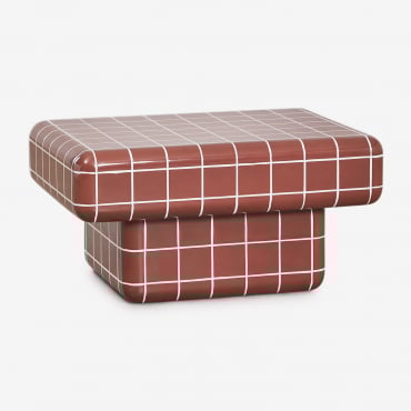 Table Basse Rectangulaire En Ciment Et Fibre De Verre Eleonor 70 X 50 Cm & Rouge Brique - Sklum