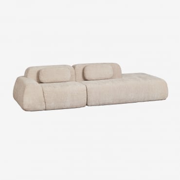 Canapé D'angle Modulaire 2 Pièces Avec Méridienne Droite En Chenille Emballé Sous Vide Merida Chenille Épaisse Beige Tapioca - Sklum