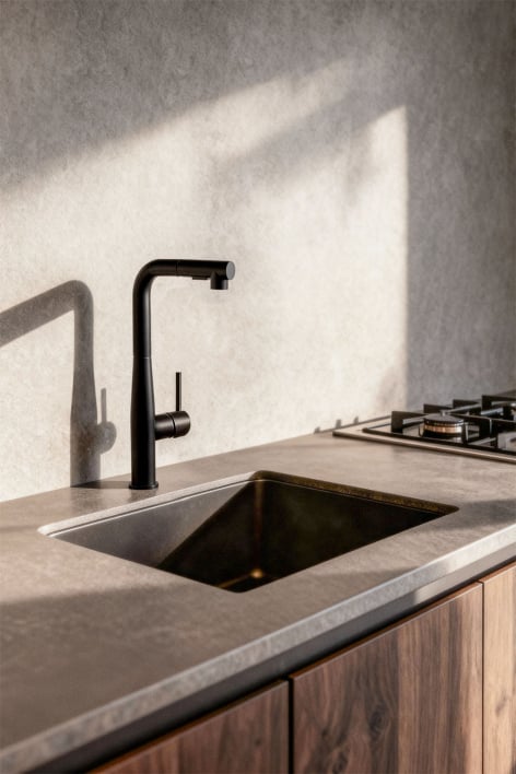 Robinet de cuisine avec bec haut extractible en acier inoxydable Olyt