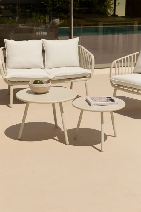 Set de 2 tables d'appoint de jardin en acier Aradina