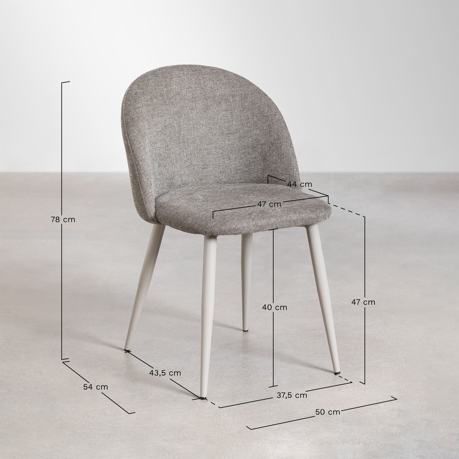 Chaise de salle à manger de luxe Kana, mesures