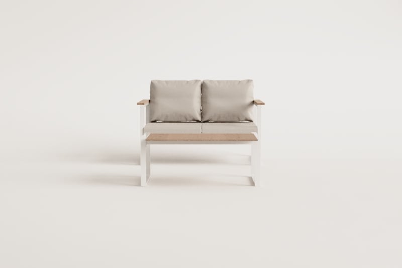 Ensemble canapé de jardin 2 places et table basse Lipov en aluminium et bois d'acacia 110x55cm