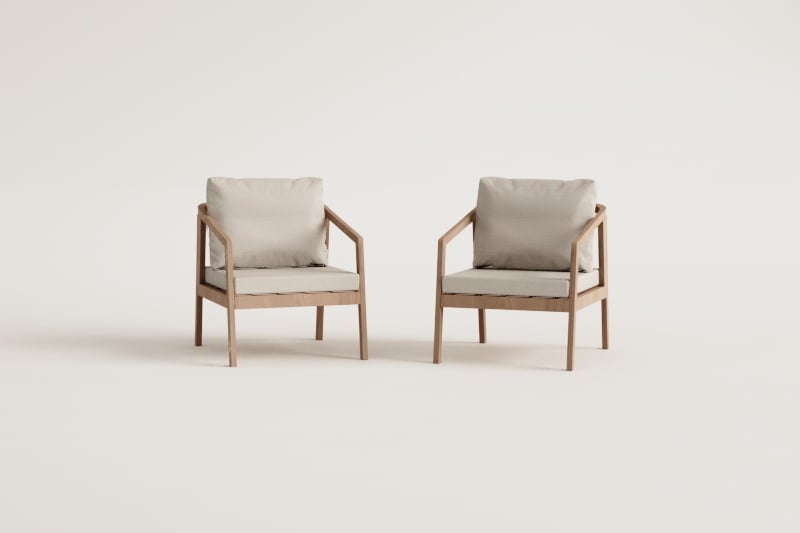 Pack de 2 fauteuils de jardin en bois d'acacia Kaela