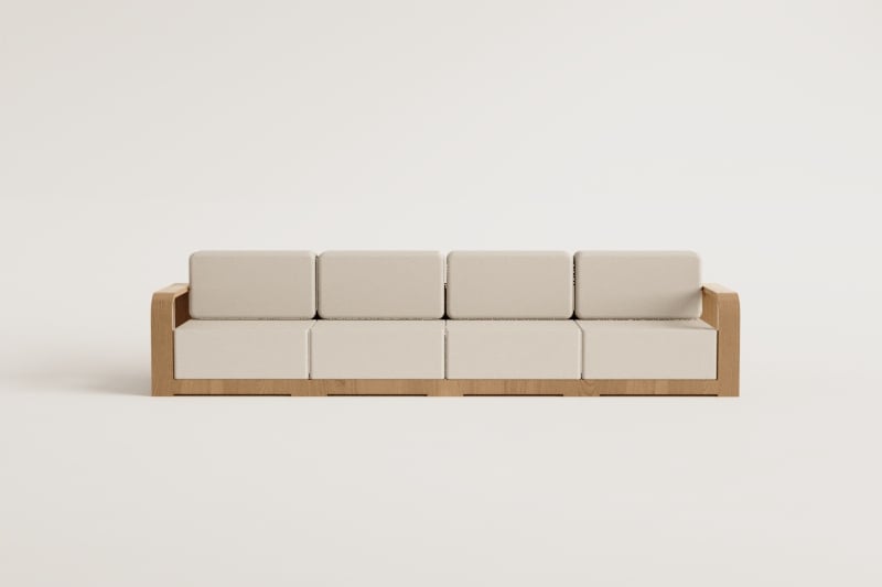 Canapé modulaire de jardin 4 pièces avec accoudoirs en bois d'acacia Brivori