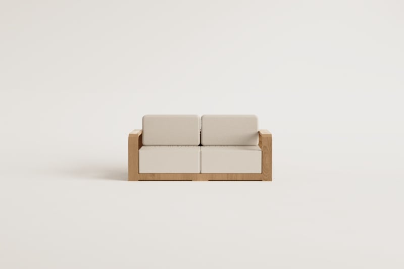 Canapé modulaire de jardin 2 pièces avec accoudoirs en bois d'acacia Brivori