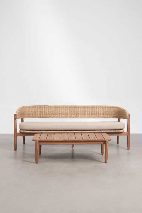 Ensemble de jardin avec canapé 3 places et table basse en bois d'acacia Ribeira