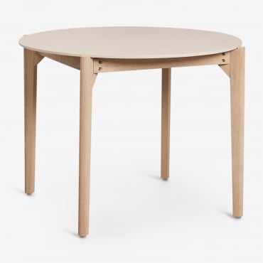 Table De Jardin Ronde Ø100 Cm En Ciment Et Bois D'acacia Xajul Acacia Marron Clair - Sklum
