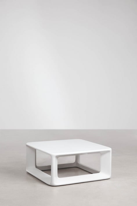 Table basse de jardin carrée Lilou, 80x80 cm, en ciment et fibre de verre.