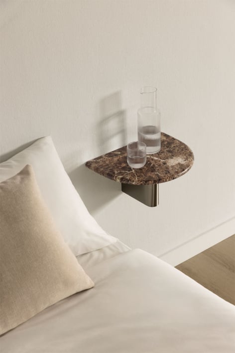 Table de chevet flottante 40x30 cm Mayeli - Marbre brun Emperador