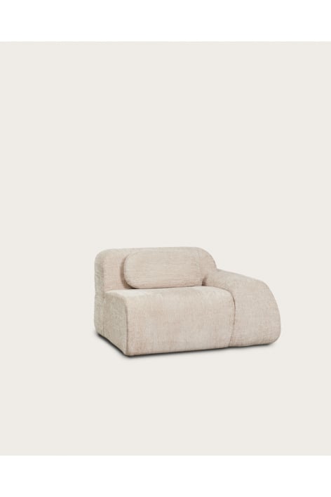 Module d'angle droit avec accoudoir pour canapé modulaire en chenille emballé sous vide Merida