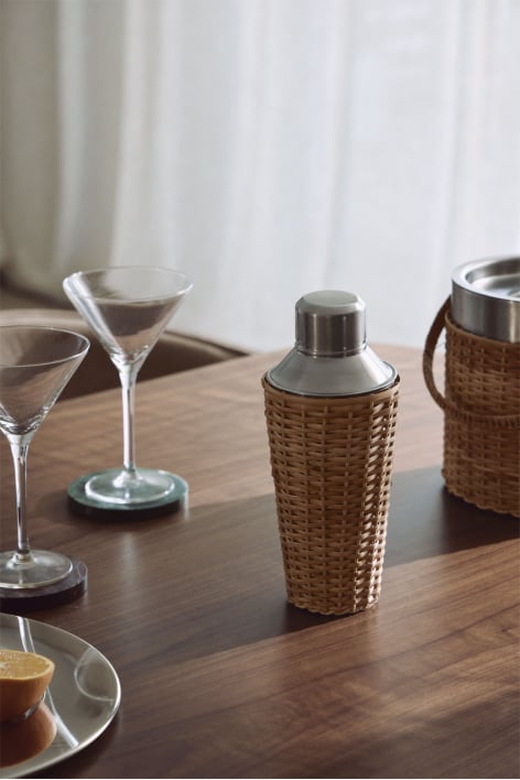 Shaker 85 cl en acier inoxydable et bambou Dakomi