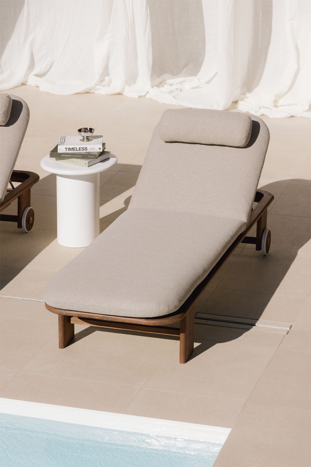 Chaise Longue Transat Jardin/plage En Bois - Gris - Pliable - Charge 120 Kg - Neuf Assemblée - Marque WOODOK