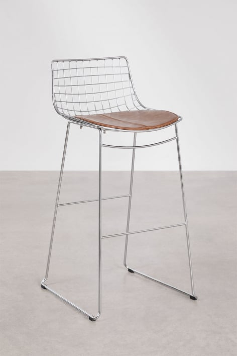 Tabouret haut avec dossier en acier Renee - Chromé