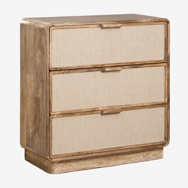 Commode 80x40 Cm En Bois De Manguier, Mdf Et Jute Abrams Bois De Mangue - Sklum