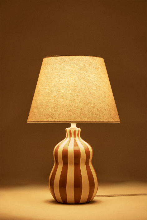 Lampe de table ↑40 cm en céramique et lin Jolira