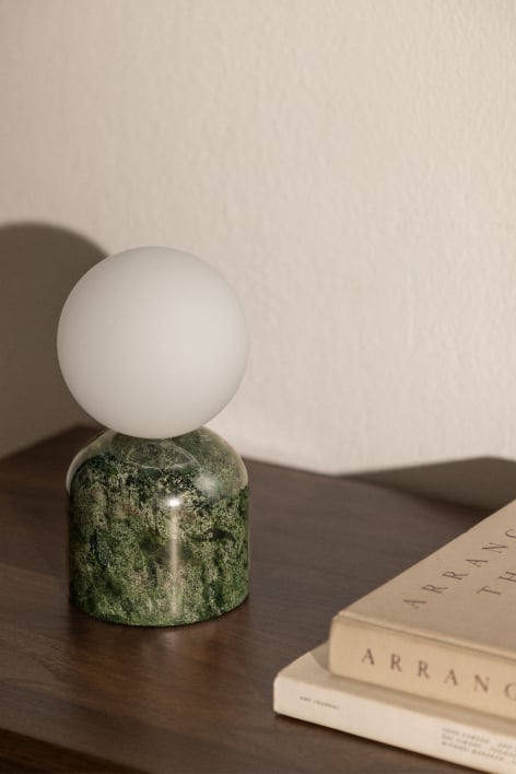 Lampe de table en pierre naturelle Tumkur - Marbre Vert Forest