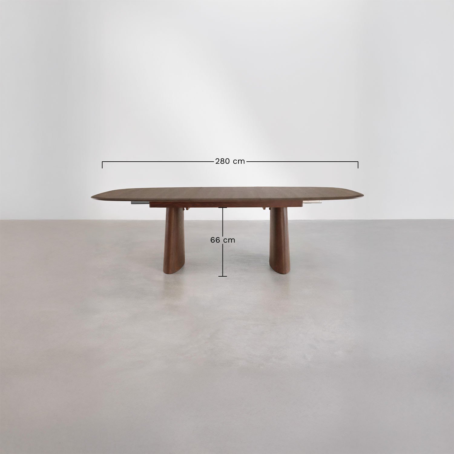 Table à manger ovale extensible en MDF et placage de frêne Nuveta, mesures