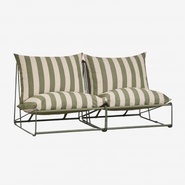 Canapé Modulaire De Jardin 2 Pièces Amaro Beige Tapioca - Vert Olive Intense - Sklum
