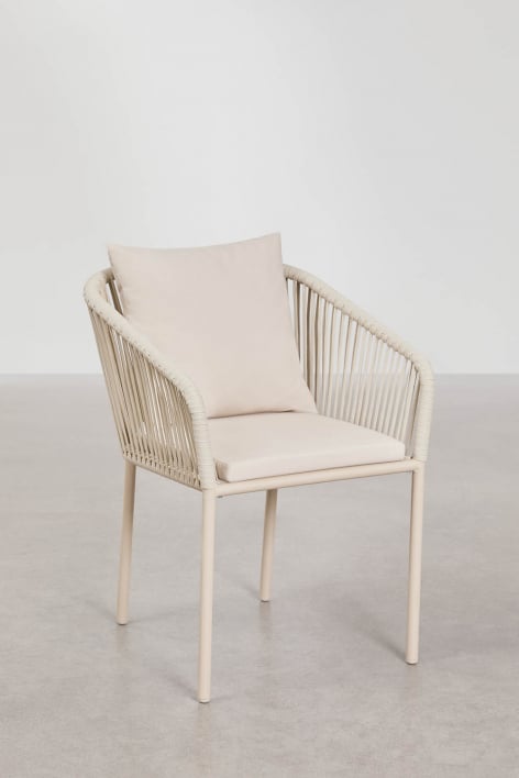 Chaise de jardin avec accoudoirs en corde tressée Arhiza Classic - Tapioca Beige