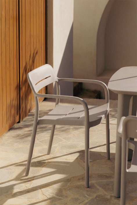 Chaise de jardin empilable avec accoudoirs en polypropylène Graneli