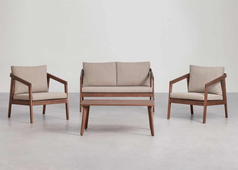 Ensemble de salon en bois d'acacia Kaela