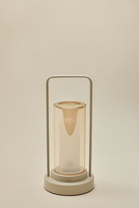 Lampe de table LED sans fil en fer et verre Sorlix