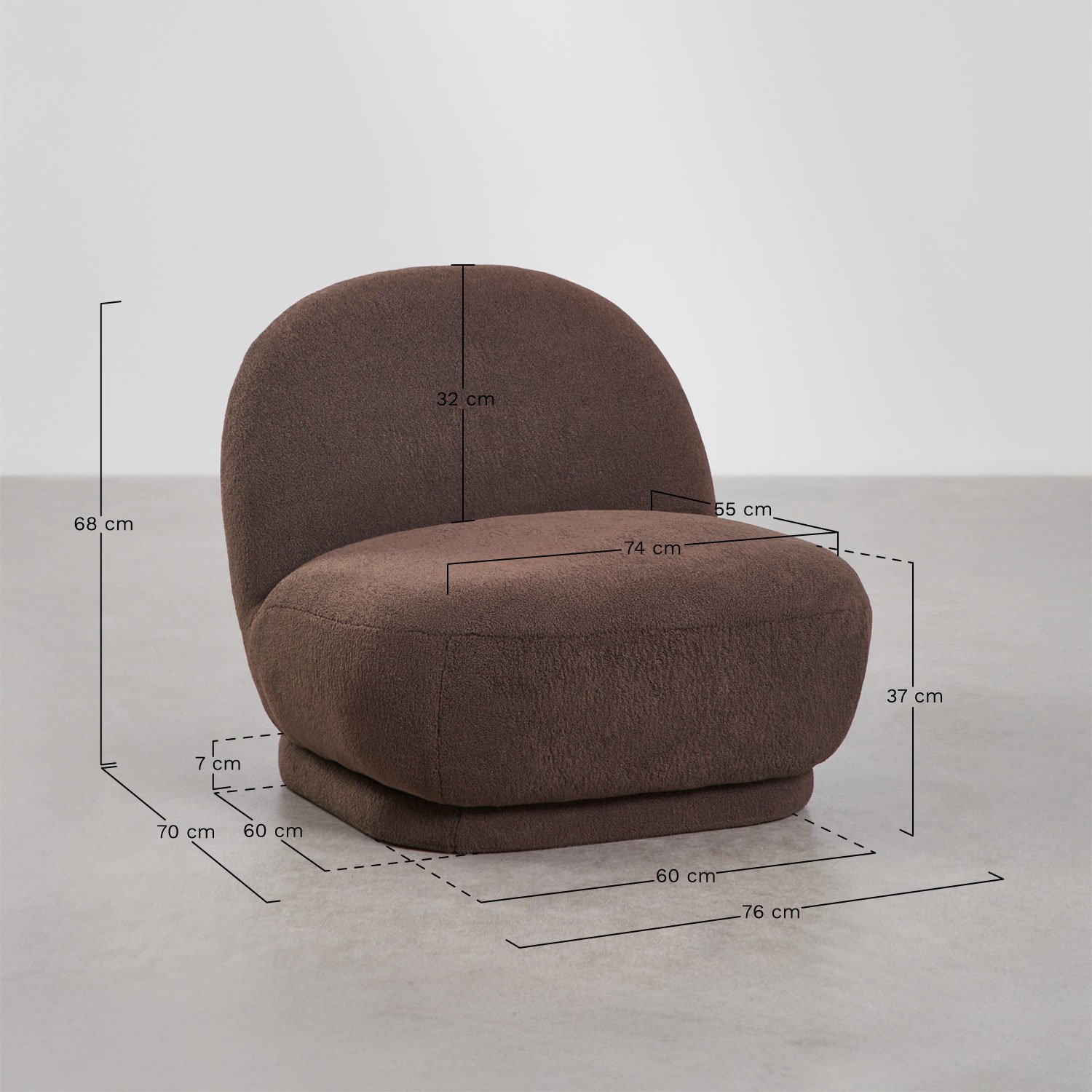 Pack de 2 fauteuils pivotants en mouton Tatiana, mesures