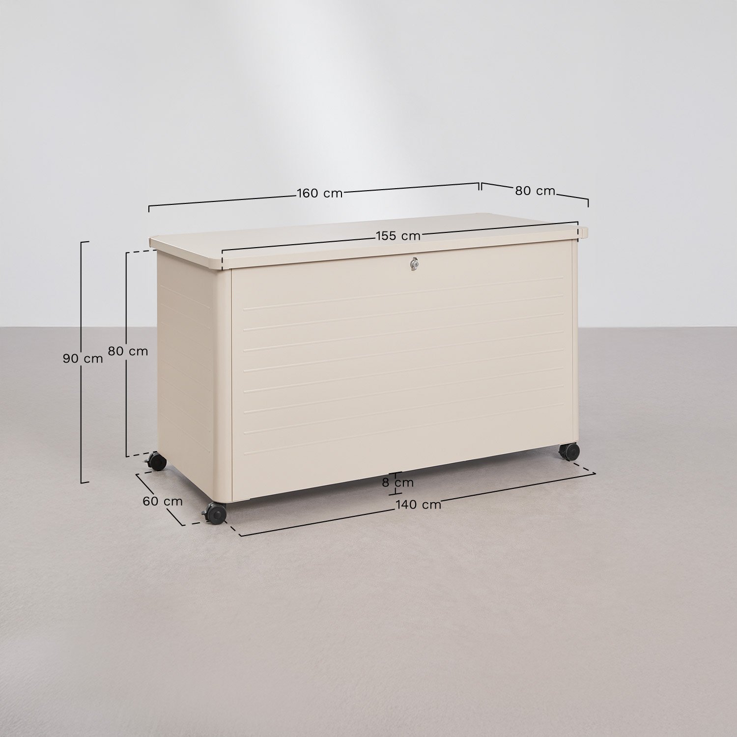 Coffre de rangement pour jardin en acier Forzan, mesures