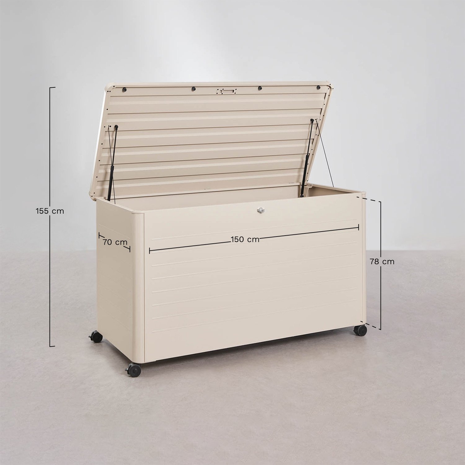 Coffre de rangement pour jardin en acier Forzan, mesures