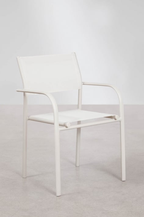 Pack de 2 chaises de jardin empilables avec accoudoirs en aluminium Olenia