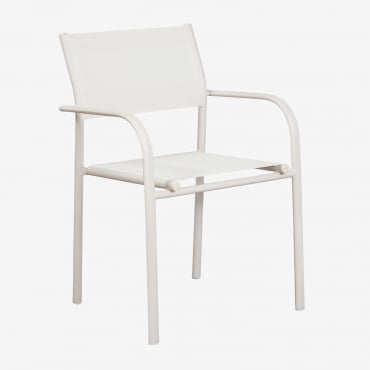 Pack De 4 Chaises De Jardin Empilables Avec Accoudoirs En Aluminium Olenia Blanc Gardenia - Sklum