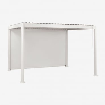 Store Latéral Pour Pergola Bioclimatique En Aluminium Avec Lames Druvia Blanc Gardenia & ↔︎ 4 M - Sklum