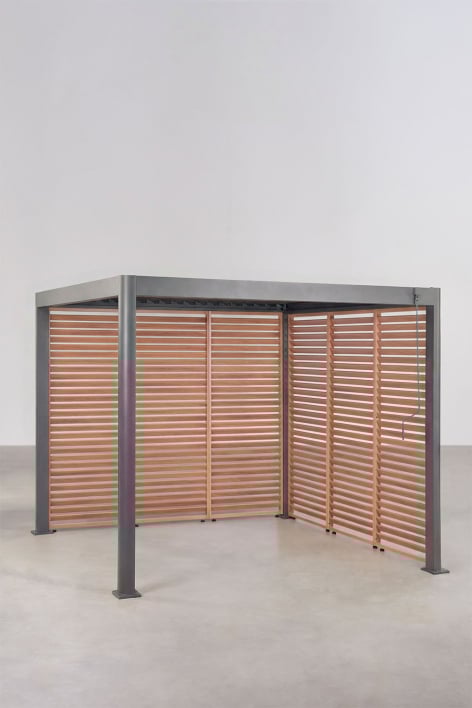 Pergola bioclimatique en aluminium avec lames et panneaux latéraux Druvia