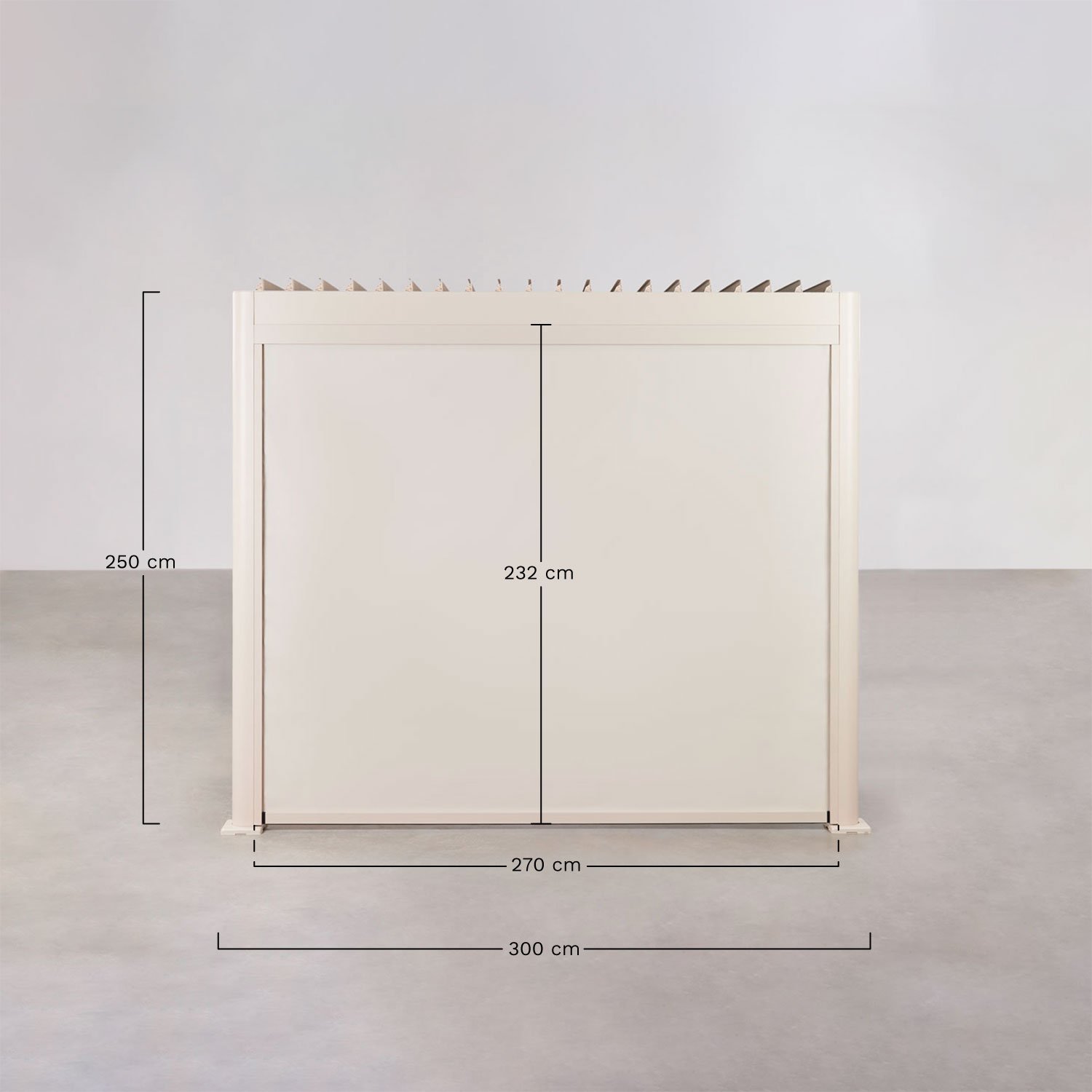 Store latéral pour pergola bioclimatique à lames en aluminium Druvia, mesures