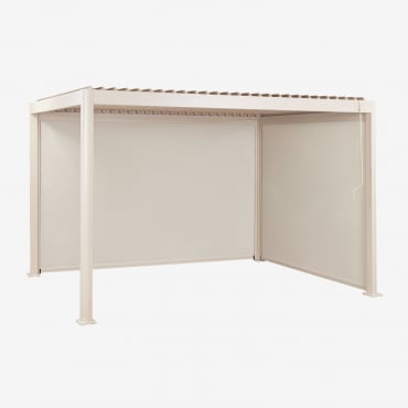 Pergola Bioclimatique En Aluminium Avec Lames Et Stores Latéraux Druvia Tapioca Beige & 3 X 4 M - Sklum