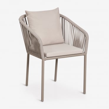 Chaise De Salle À Manger Avec Accoudoirs En Corde Tressée Arhiza Classic Moka Brown - Sklum