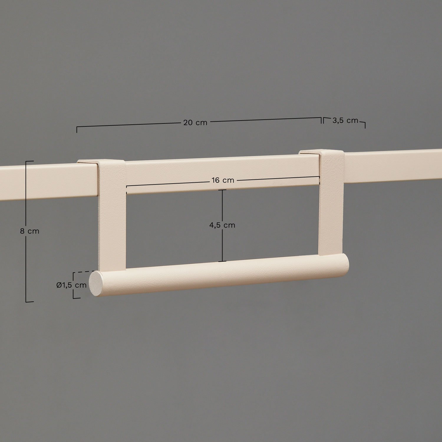 Support pour torchons pour cuisine modulaire d'extérieur en acier Rivana, mesures