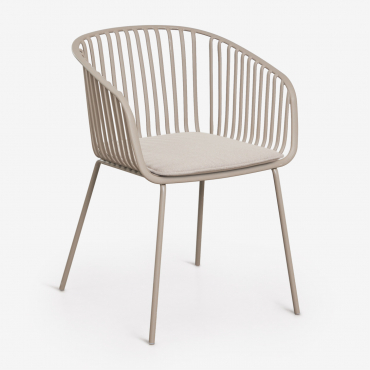 Pack De 2 Chaises De Jardin Avec Accoudoirs En Acier Et Polypropylène Aradina Moka Brown - Sklum