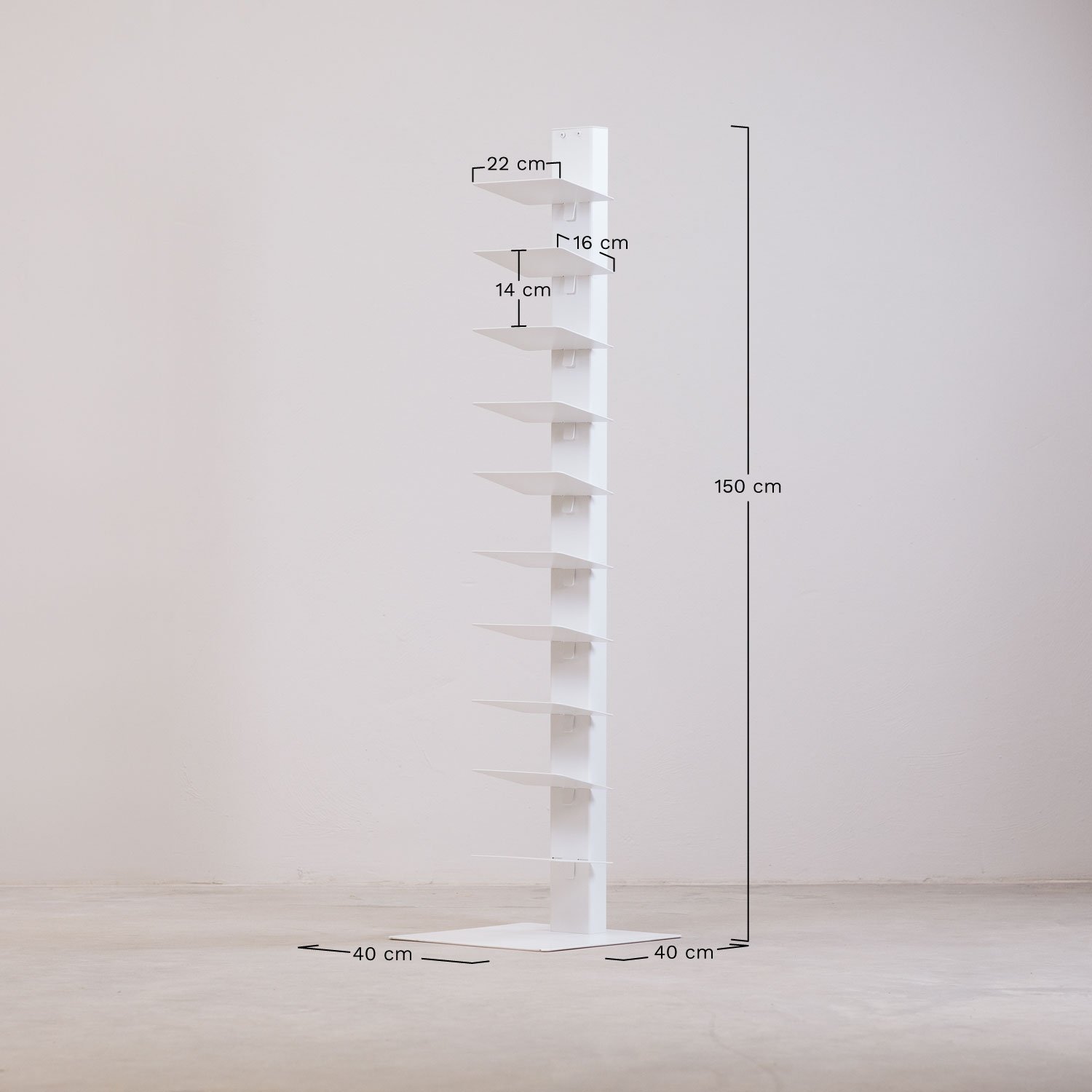 Étagère 40x150 cm en acier Pex, mesures