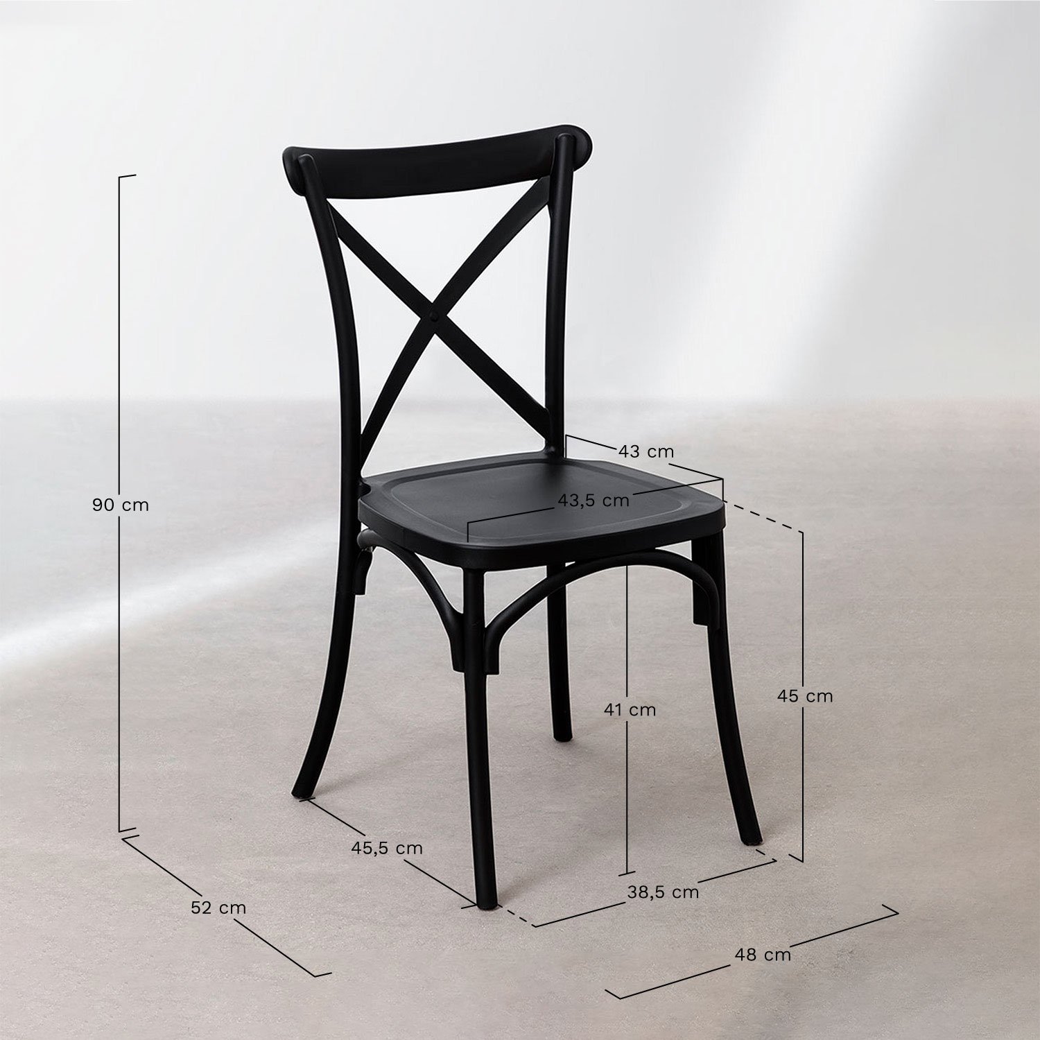 Chaise de jardin empilable en polypropylène Otax, mesures