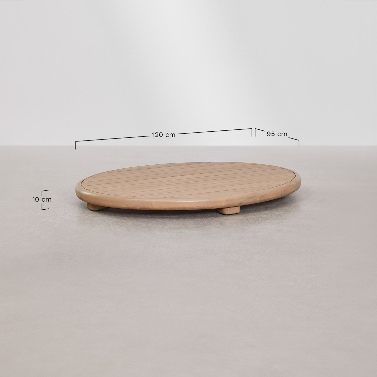 Ensemble de jardin avec canapé modulaire chaise longue droit 4 pièces et 2 tables basses en bois d'acacia Gerard, mesures