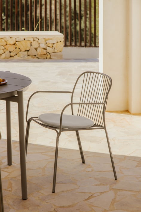 Chaise de jardin avec accoudoirs en acier Anerina - Moka Brown