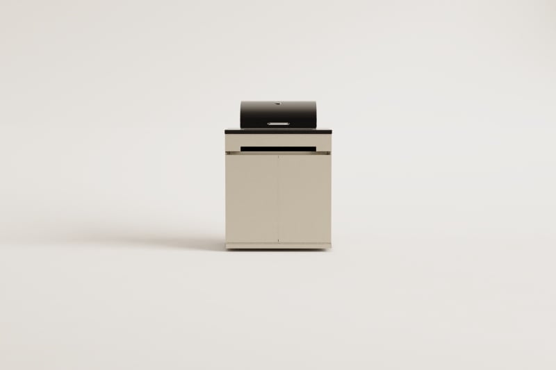 Module de rangement avec barbecue au charbon pour cuisine modulaire d'extérieur en acier Rivana