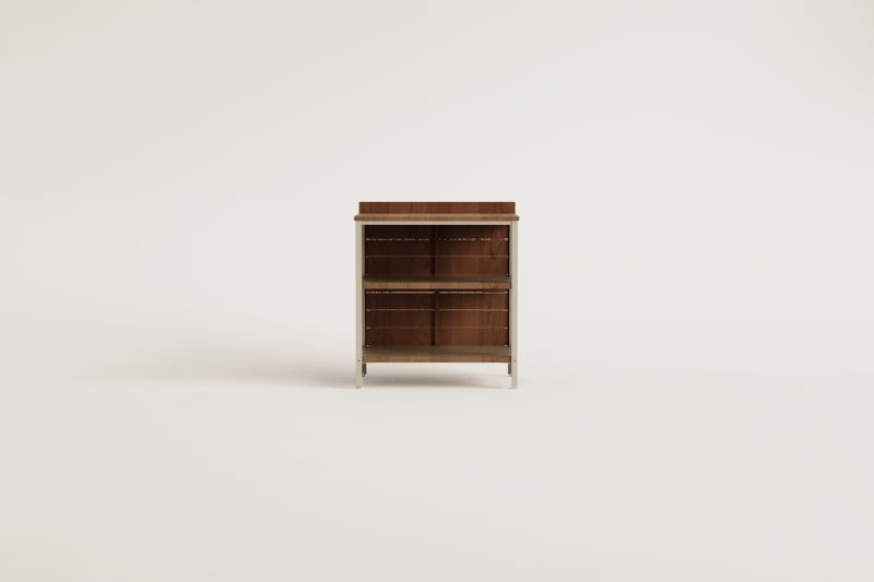 Module de rangement avec étagères pour cuisine modulaire d'extérieur en bois d'acacia et aluminium Reggie