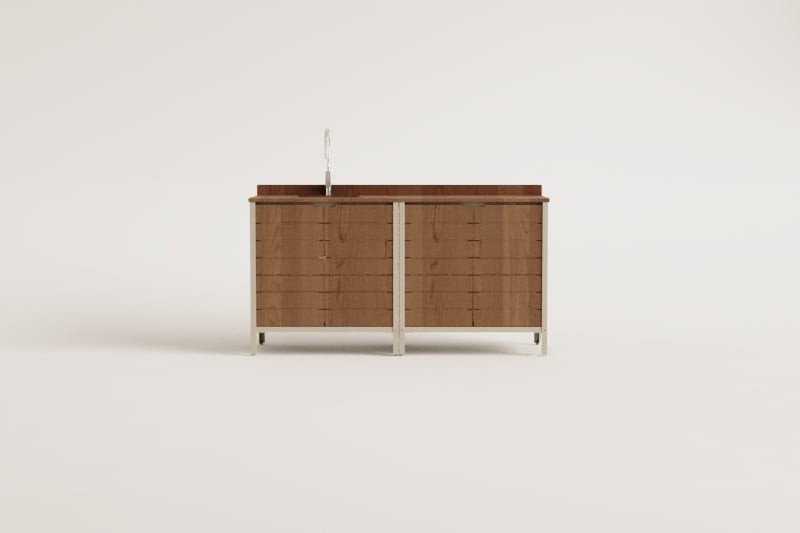 Cuisine modulaire d'extérieur 2 pièces avec évier et rangement en bois d'acacia Reggie