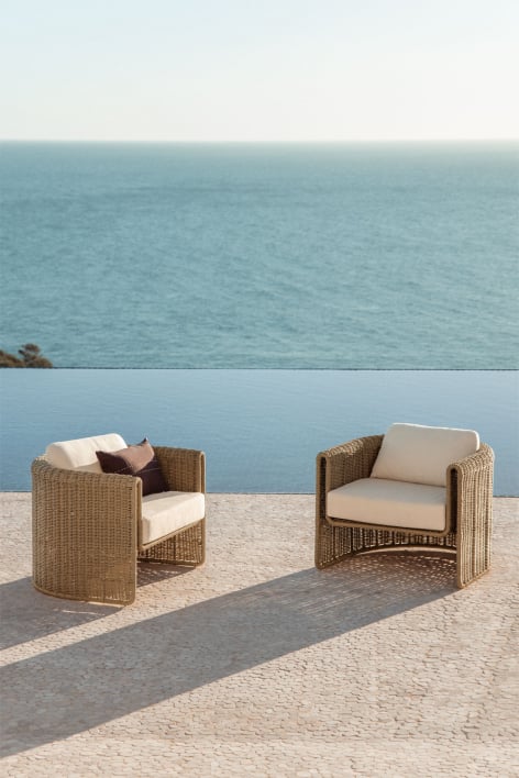 Pack de 2 fauteuils de jardin en acier et rotin synthétique Lina